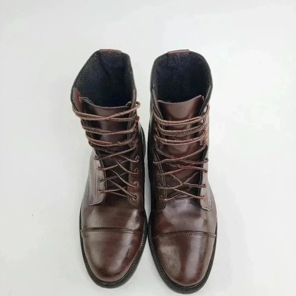 Vintage 90s Brown Leather Capped Toe Cottage Boots - 6 - Picture 3 of 11
